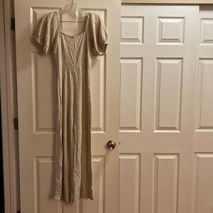 ASOS Beige Linen Jumpsuit 0